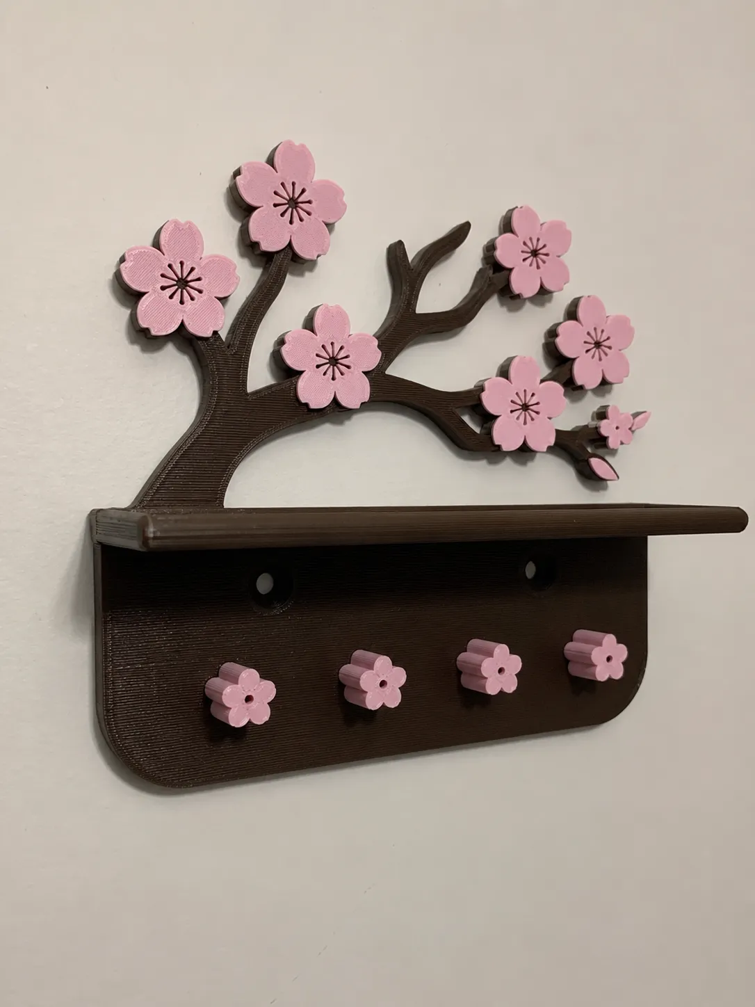 Cherry Blossom Wall Shelf & Key Holder, photo 4 of 4 - Cherry Blossom Wall Shelf & Key Holder Storage & Organisation