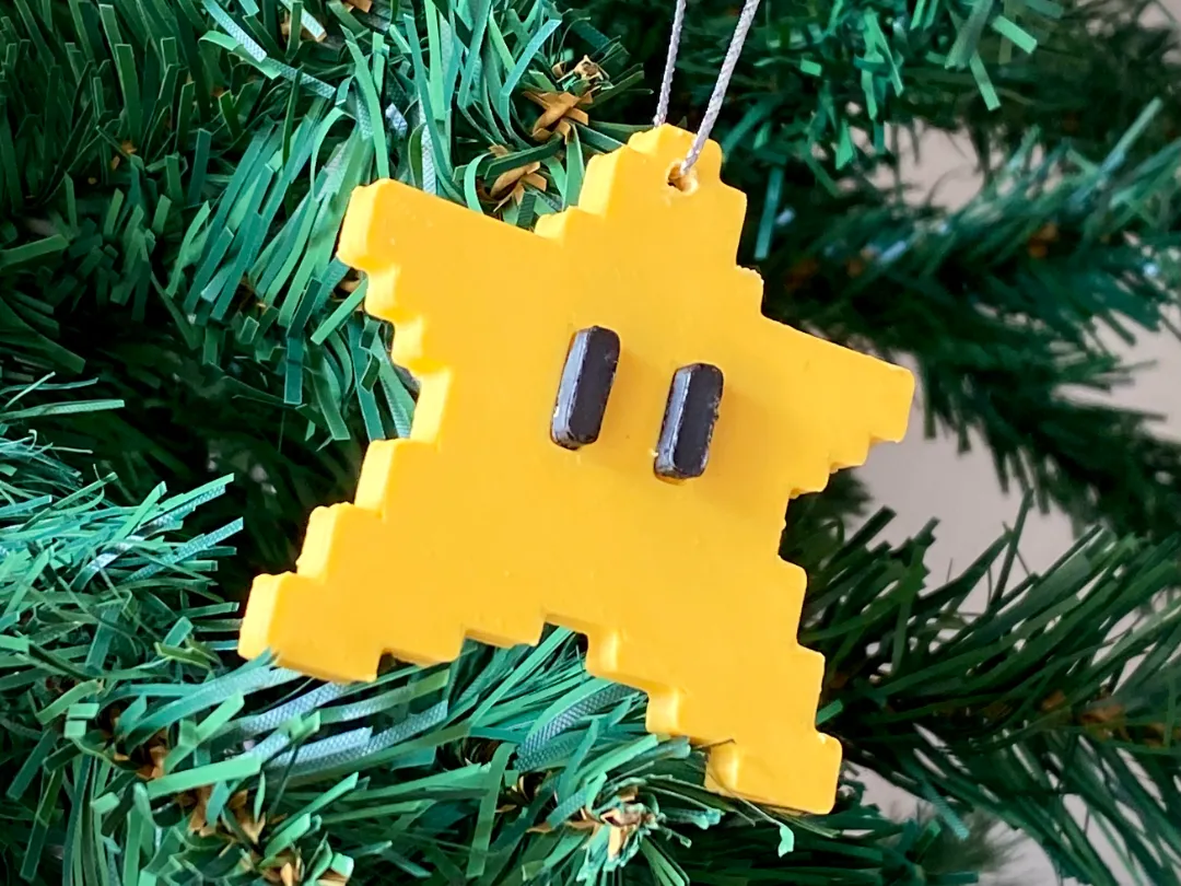 Retro 8-Bit Christmas Tree Star Charm - Decor, in stock in India