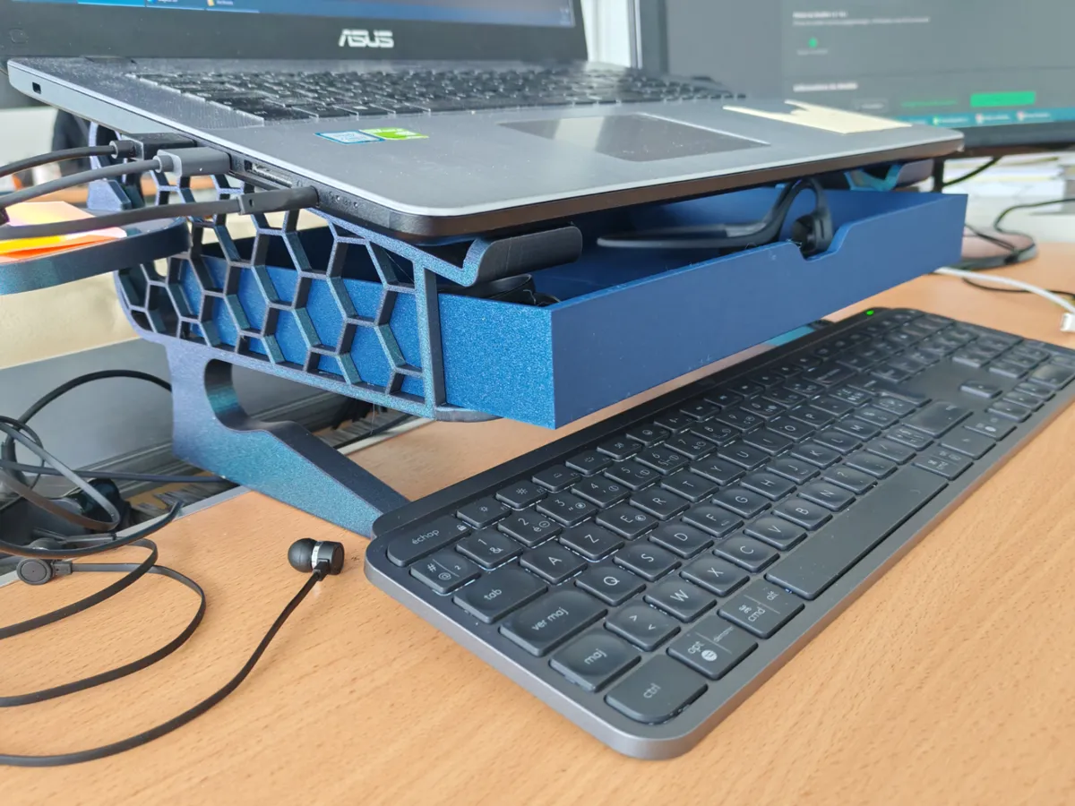 Raised laptop stand with drawer