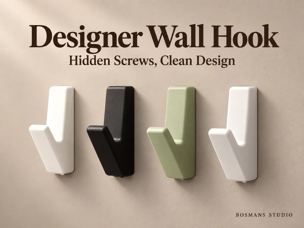 designer Wall Hook, Hidden Screws, Clean Design