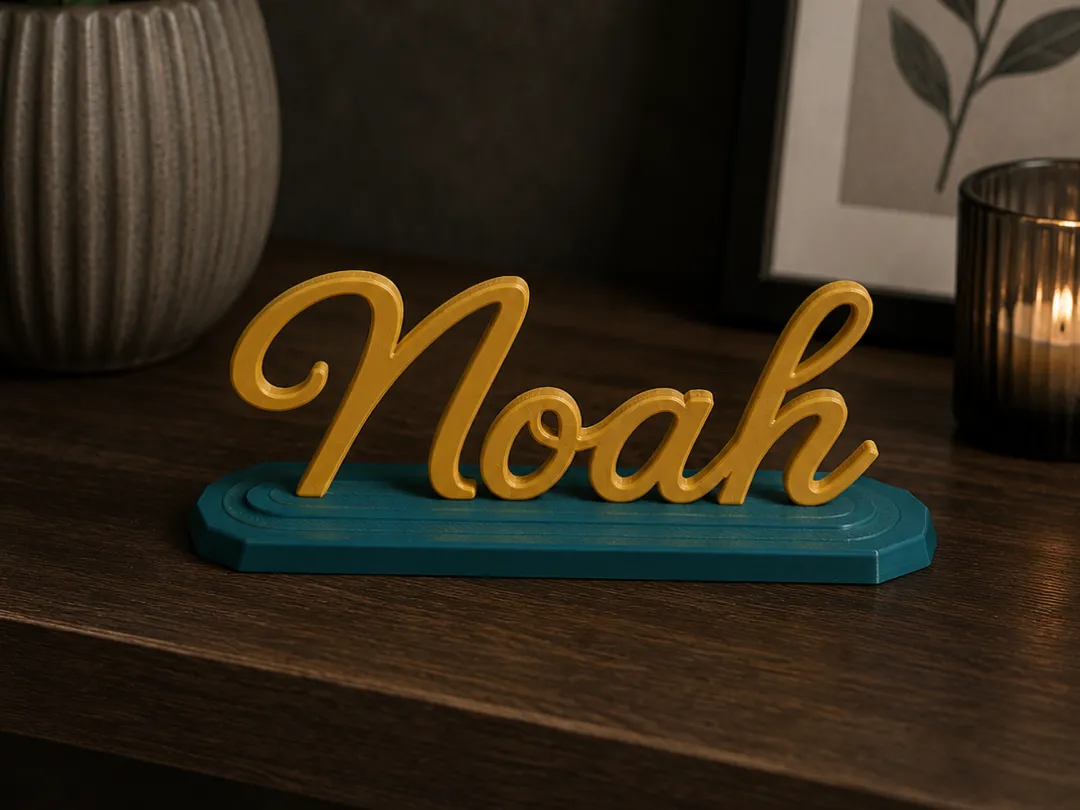 Noah Name Sign, Elegant 3D Desk & Shelf Decor