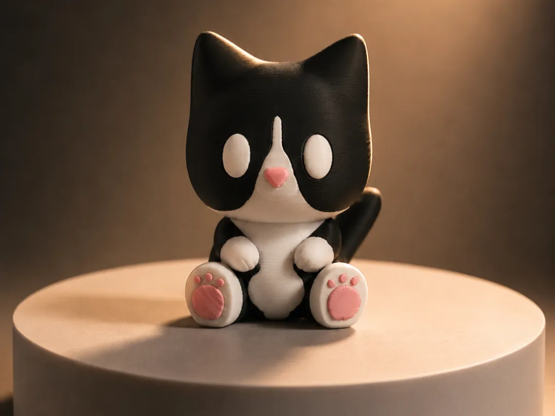Chibi Tuxedo Cat, Multicolor Figure - Cute & Cartoon Cats, in stock in India
