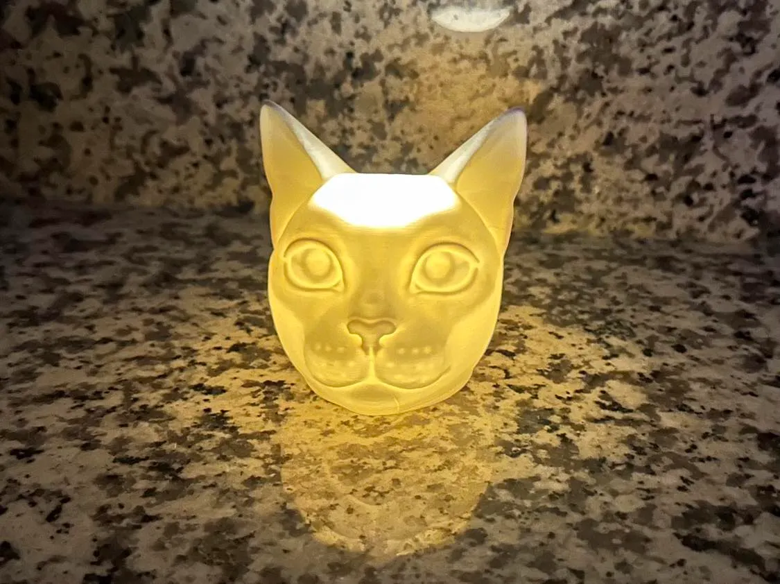 Cat Head LED Tealight Candle Holder, photo 2 of 2 - Cat Head LED Tealight Candle Holder Home Decor Items