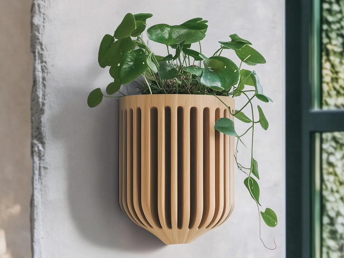 Minimalist Vertical Wall Vase with Ribbed Texture
