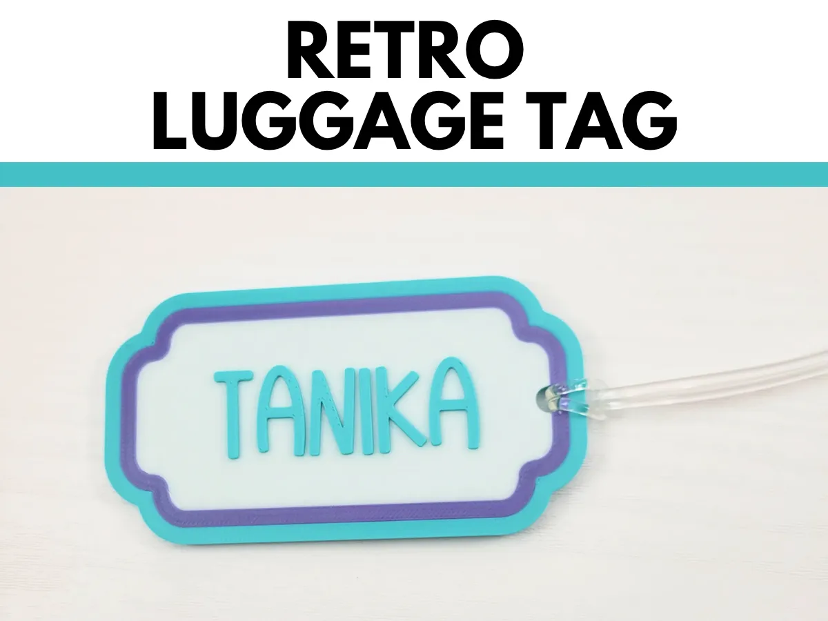 Retro Bag Tag, Customizable Text and Font Options