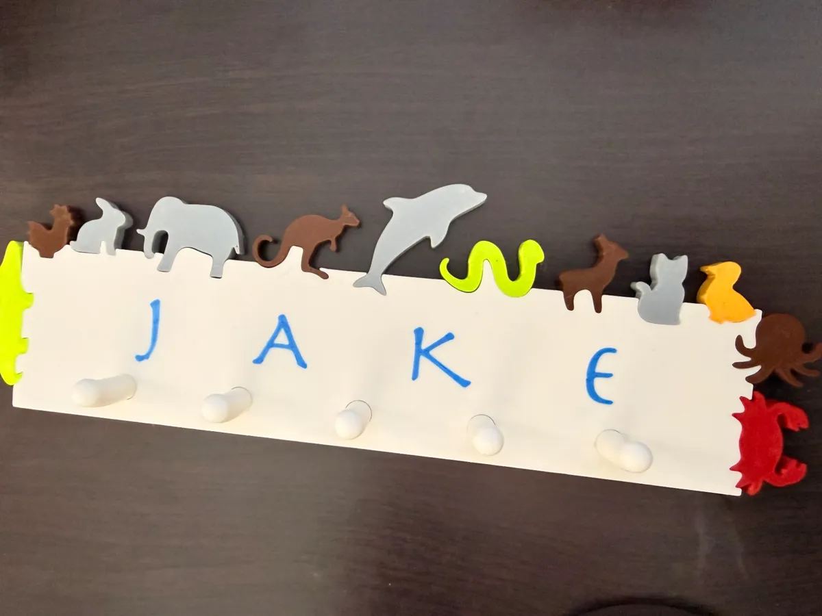 Wall hook kids custom name plate