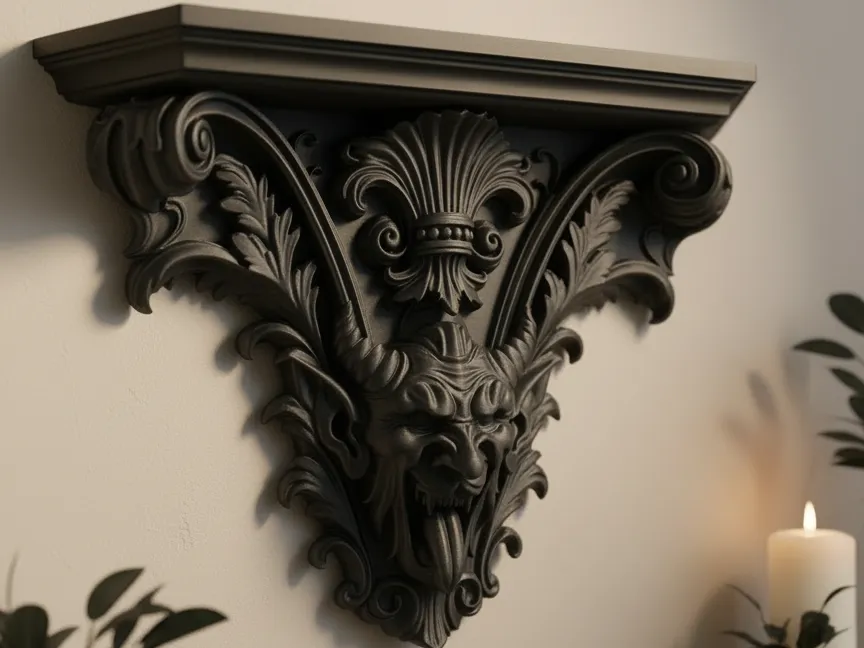 Étagère murale démon baroque, décoration gothique