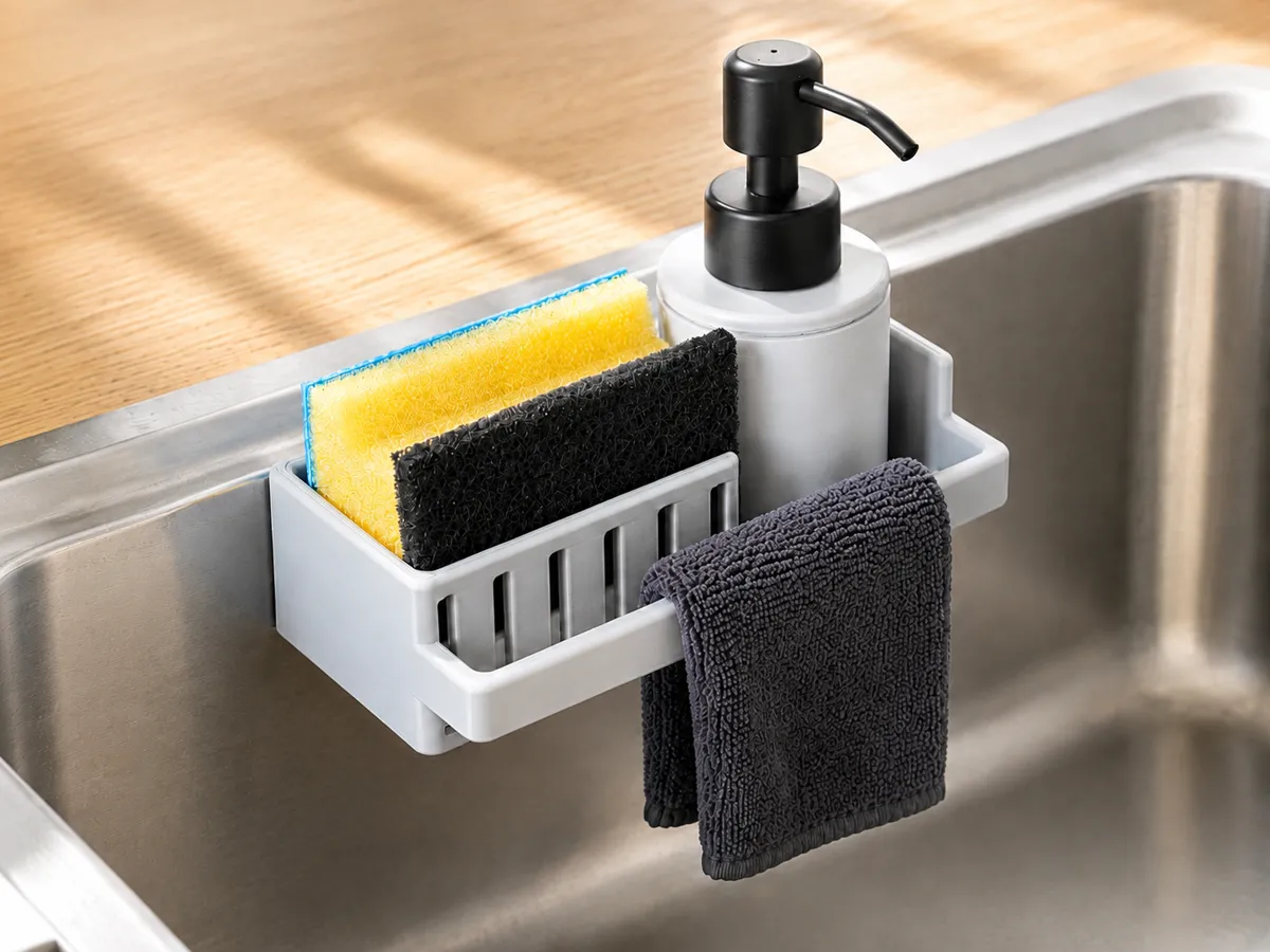Sink Organizer with Soap Dispenser & Towel Bar