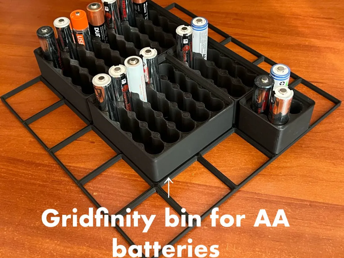 Gridfinity bin/holder for AA batteries