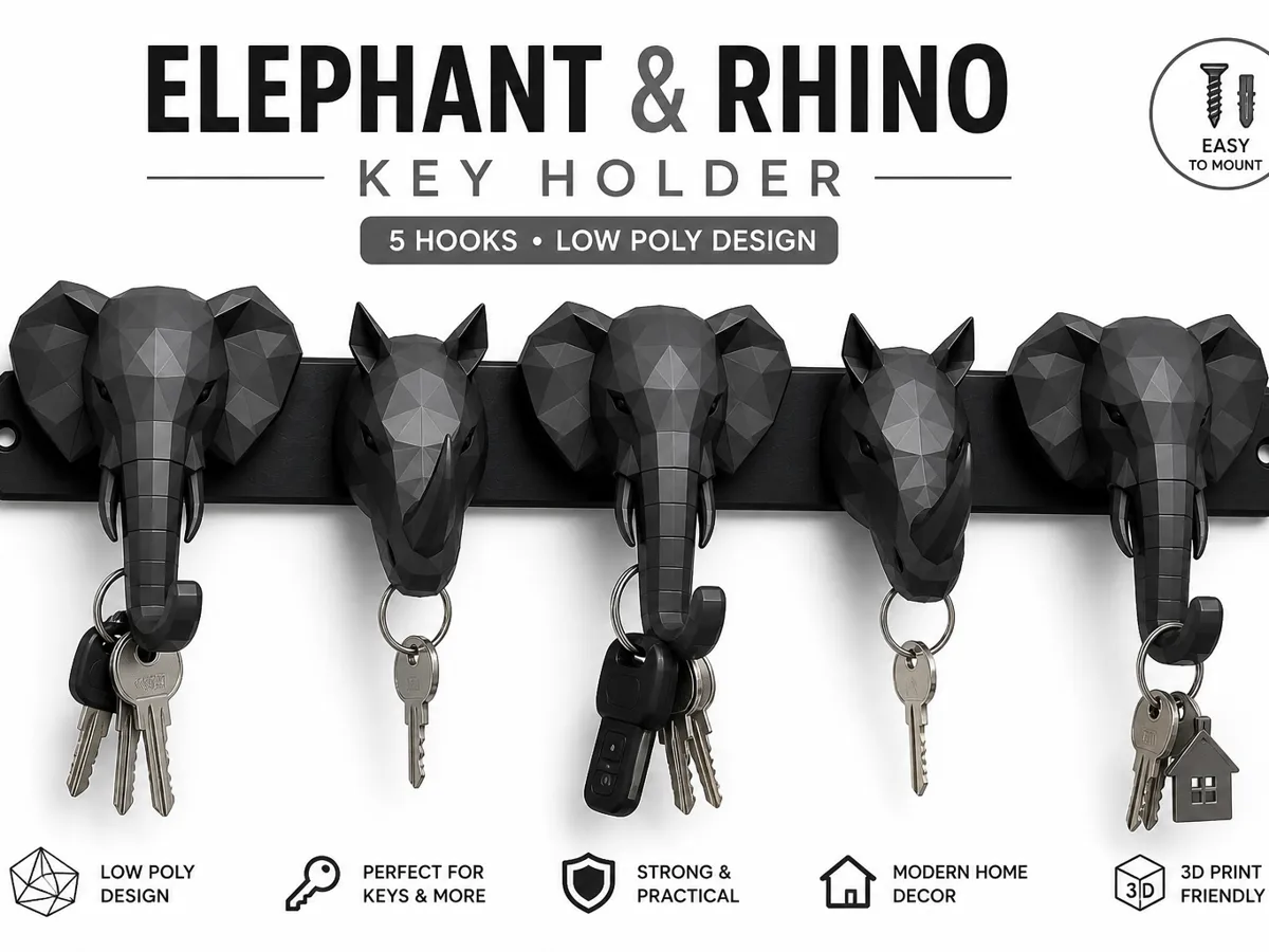 Elephant & Rhino Keys Holder