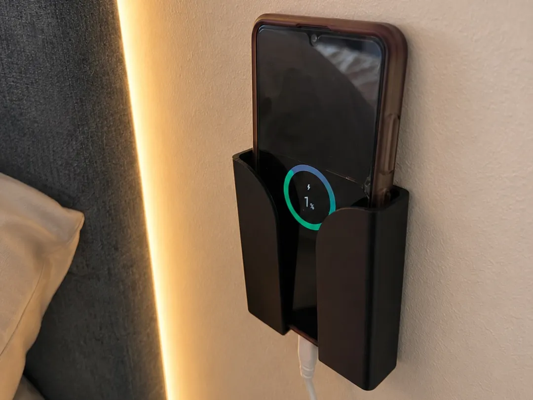 Wall Mounted Phone Holder with Charger Space - Wall & Outlet Charger Holders, in stock