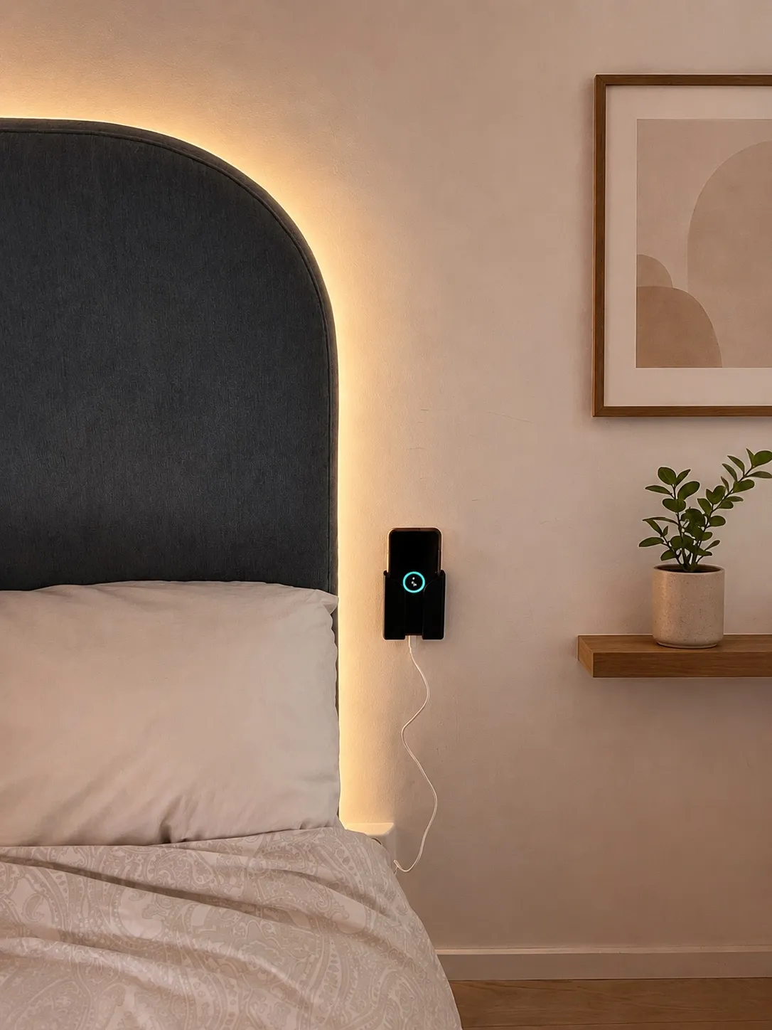 Wall Mounted Phone Holder with Charger Space, photo 2 of 3 - Wall Mounted Phone Holder with Charger Space Mobile & Device Accessories