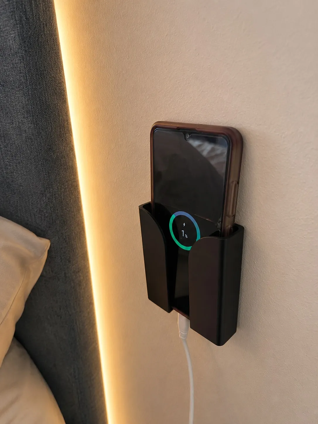 Wall Mounted Phone Holder with Charger Space, photo 3 of 3 - Wall Mounted Phone Holder with Charger Space Mobile & Device Accessories