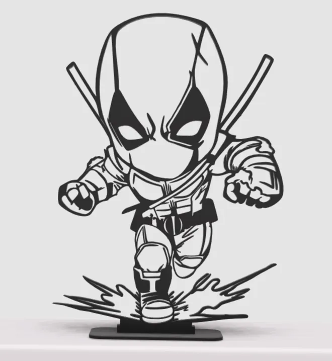 Deadpool Silhouette Line Art