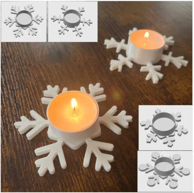 Snow flakes candle holder 4 shapes (tealight)