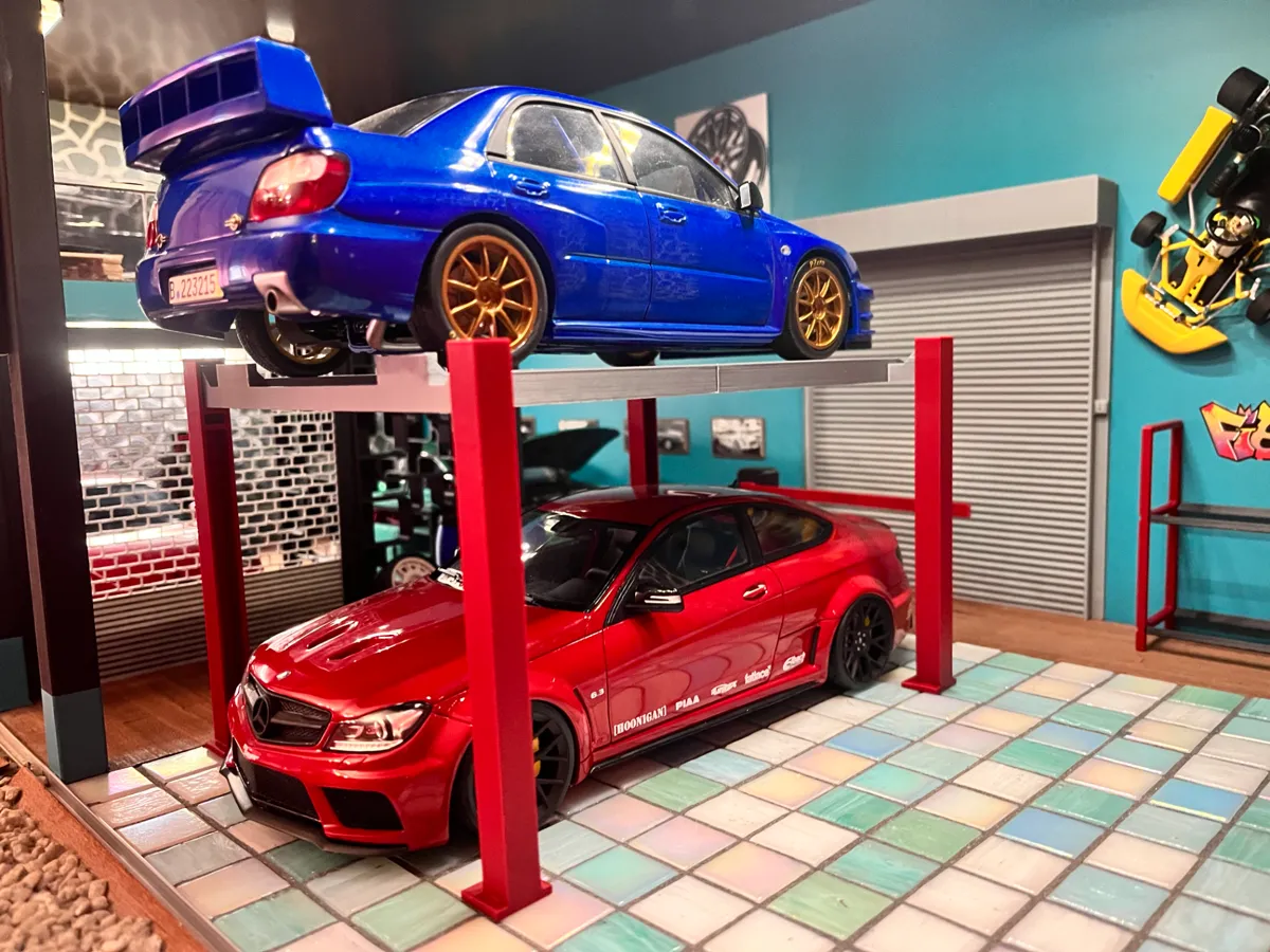 car lift ponte auto diorama officina 1/18 - Dioramas & Scenes, in stock