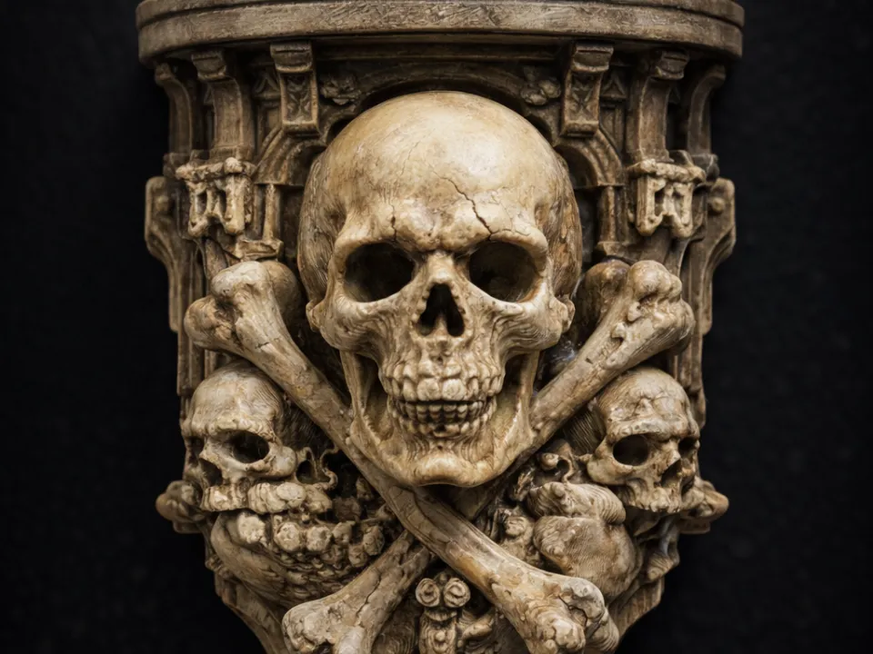 Ossuary Warden, Gothic Skull Corbel Shelf