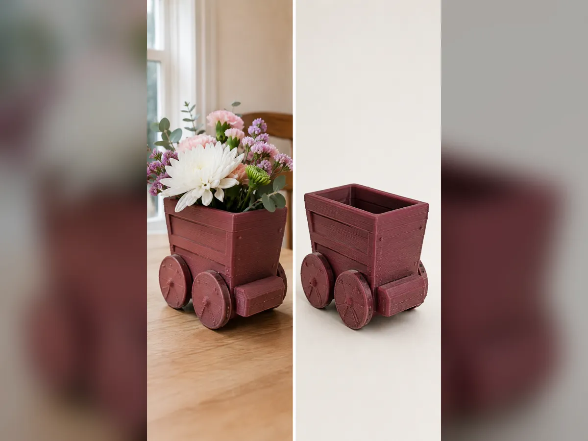 Burgundy Flower Cart Vase - Decor, in stock in India
