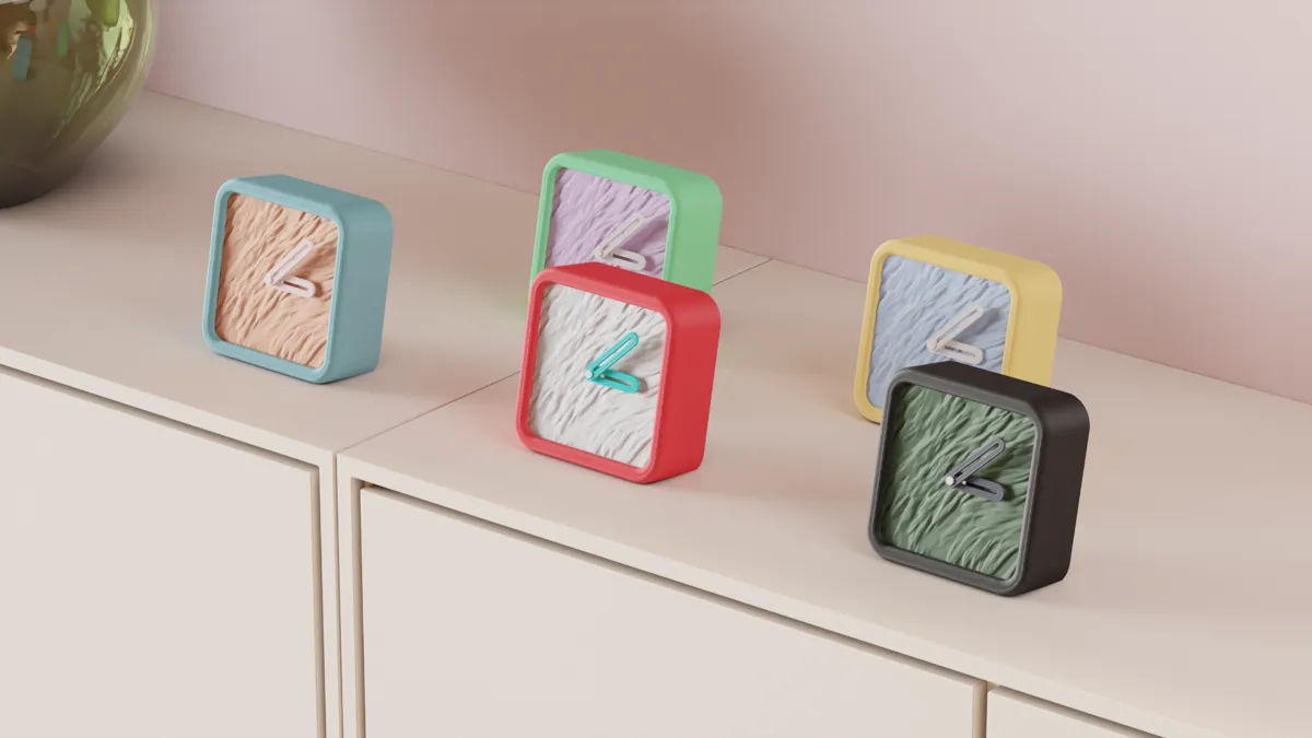 Desktop Clock. Small clock with fur effect face, photo 3 of 4 - Desktop Clock. Small clock with fur effect face Home Decor Items