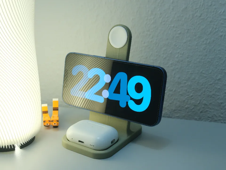 iPhone and Apple Watch MagSafe Stand with AirPods Holder