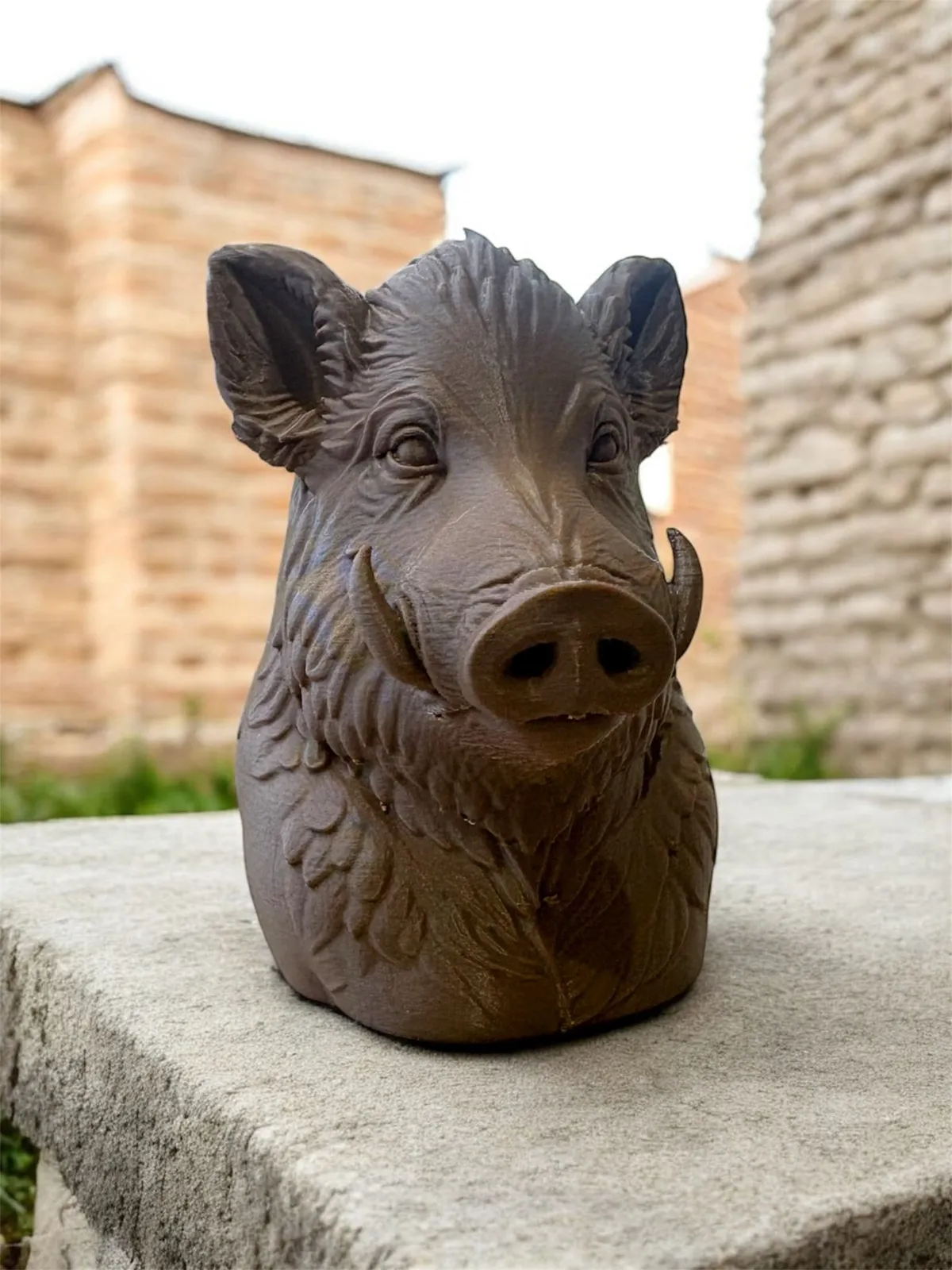 Cinghiale, Busto Scultoreo Decorativo, photo 3 of 4 - Cinghiale, Busto Scultoreo Decorativo Figurines & Collectibles