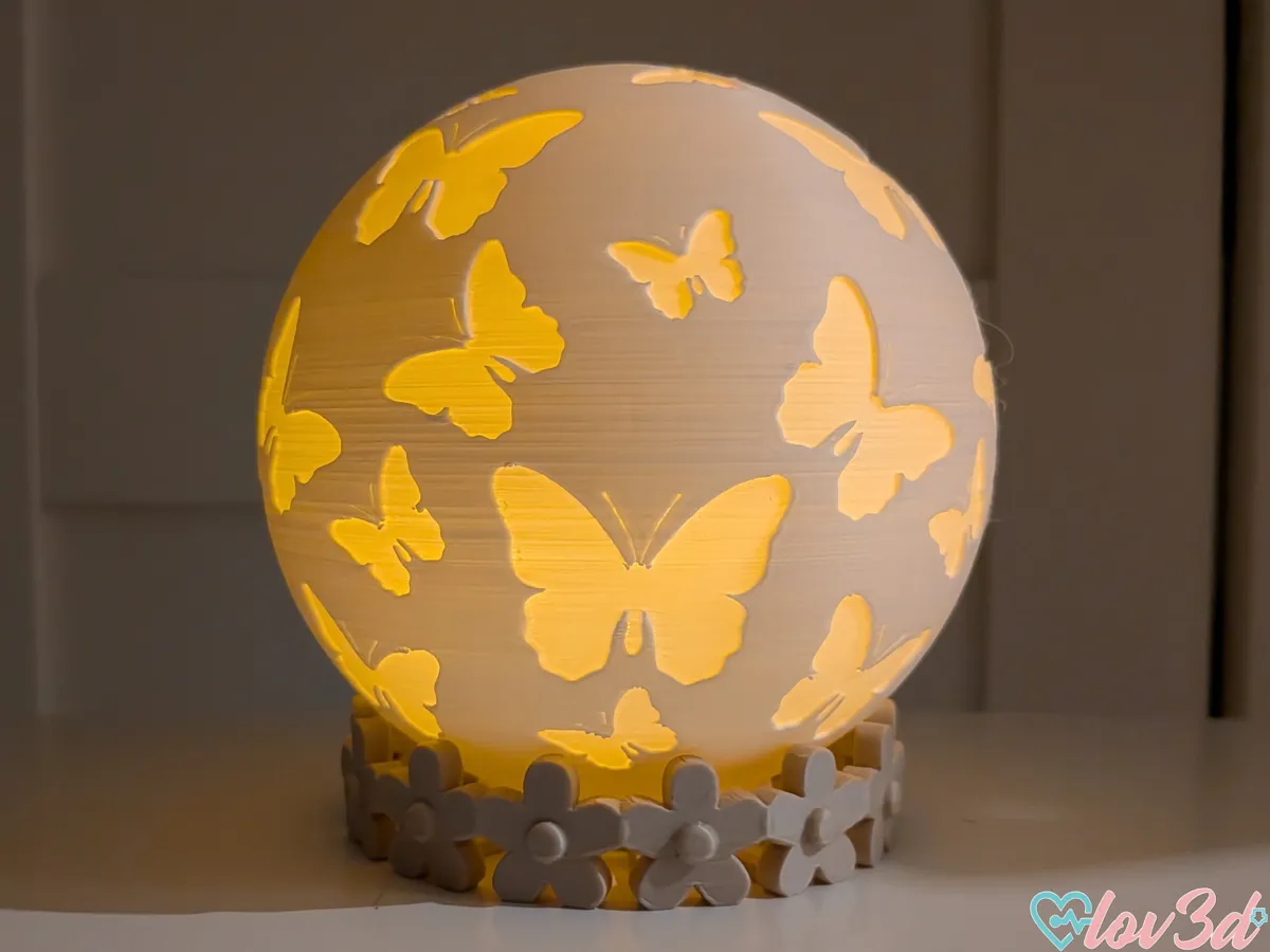 Butterfly Globe Tealight Lamp & Floral Base, photo 3 of 4 - Butterfly Globe Tealight Lamp & Floral Base Home Decor Items