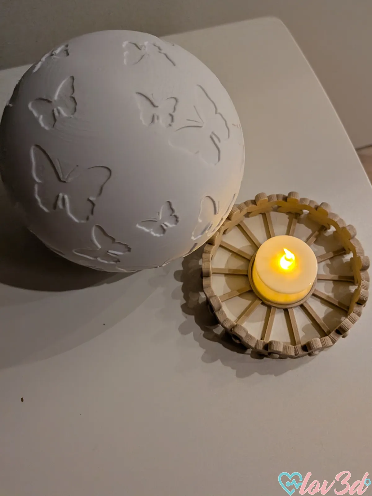 Butterfly Globe Tealight Lamp & Floral Base, photo 4 of 4 - Butterfly Globe Tealight Lamp & Floral Base Home Decor Items