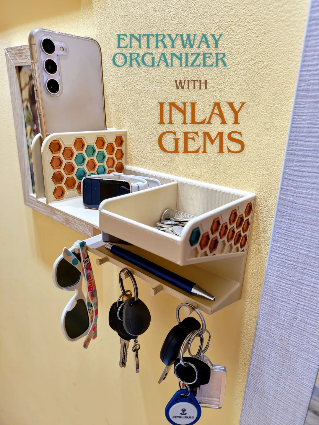 Entryway Organizer with mosaic Inlay Gems