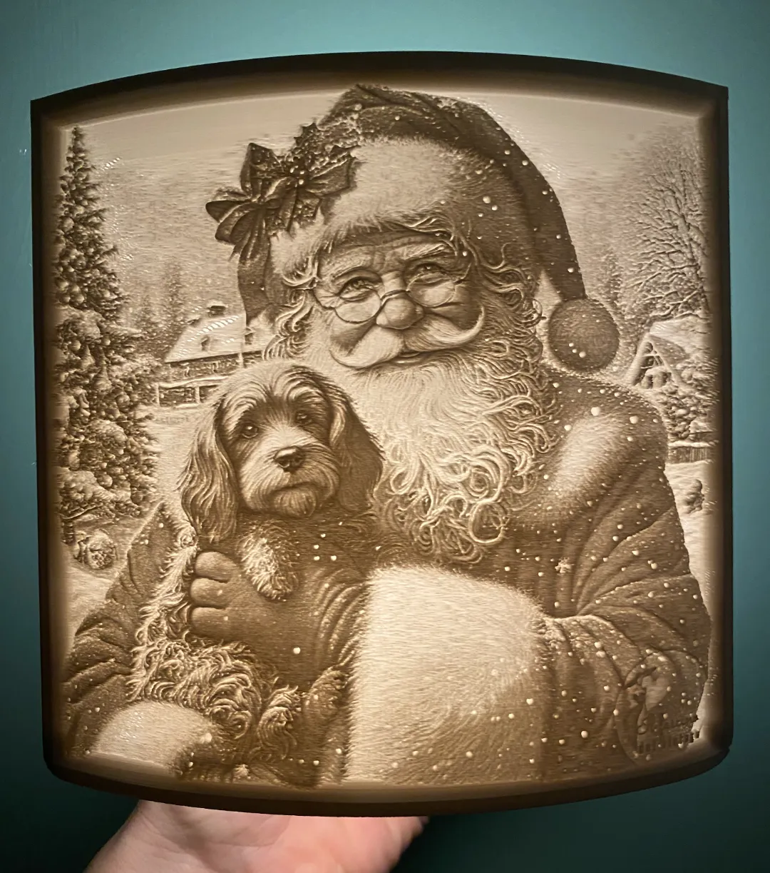 santa claus and he's dog - Photo Art & Lithophanes, in stock in India