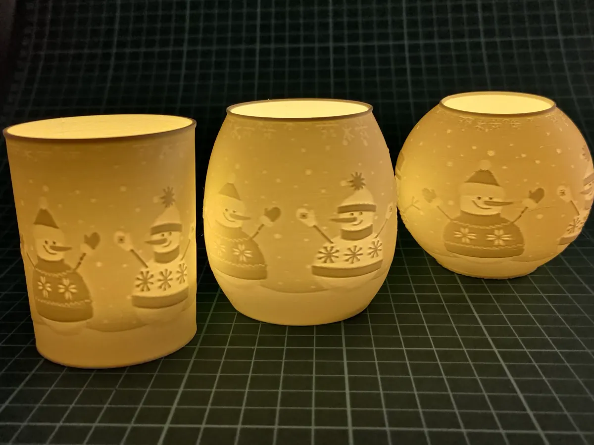 Tealight Winter Snowmen lamp