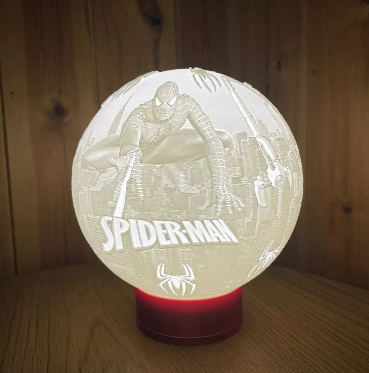 Spiderman Themed Lamp (with MH001 LED Insert), photo 2 of 4 - Spiderman Themed Lamp (with MH001 LED Insert) Lamps & Lighting