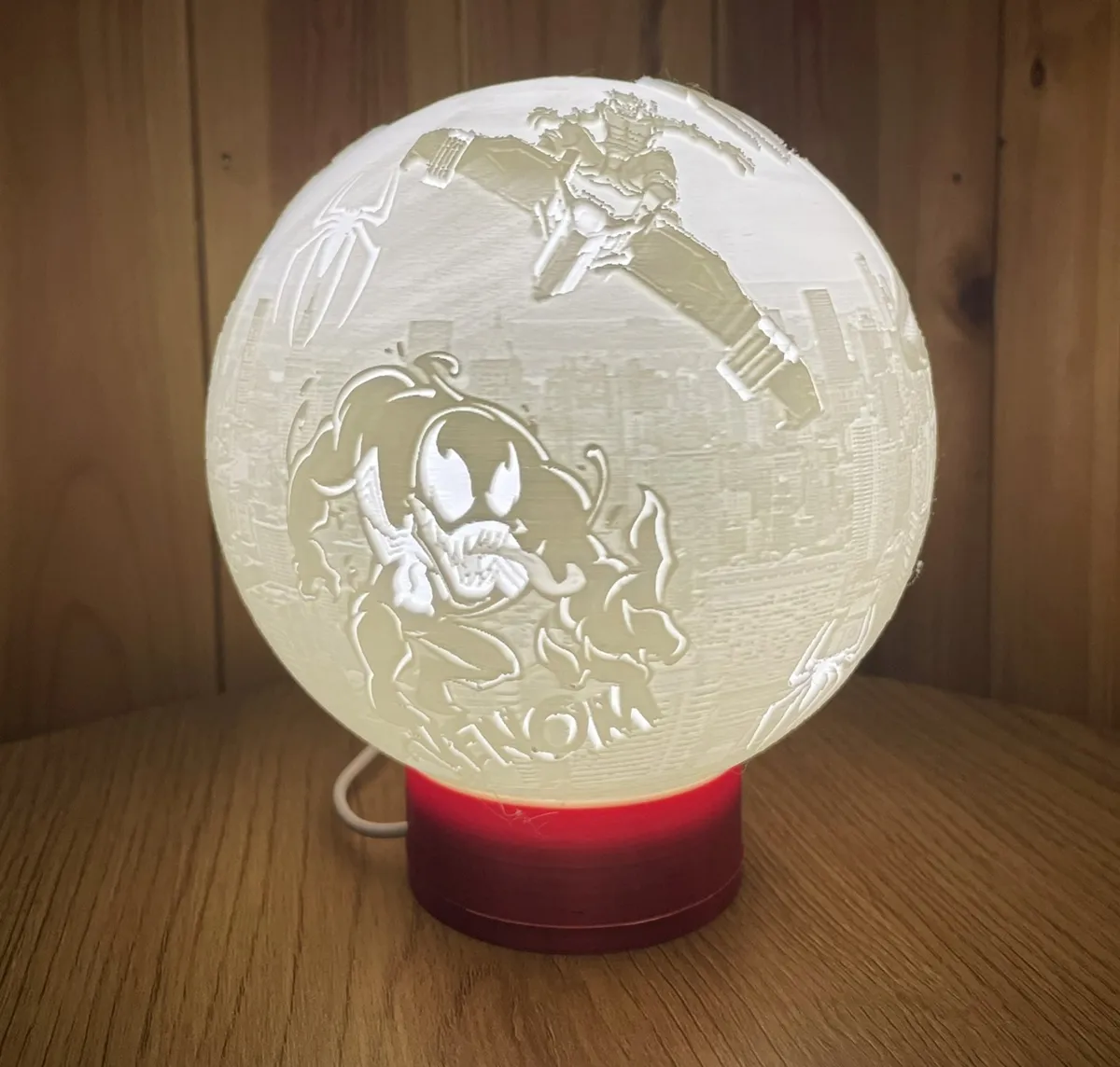 Spiderman Themed Lamp (with MH001 LED Insert), photo 3 of 4 - Spiderman Themed Lamp (with MH001 LED Insert) Lamps & Lighting
