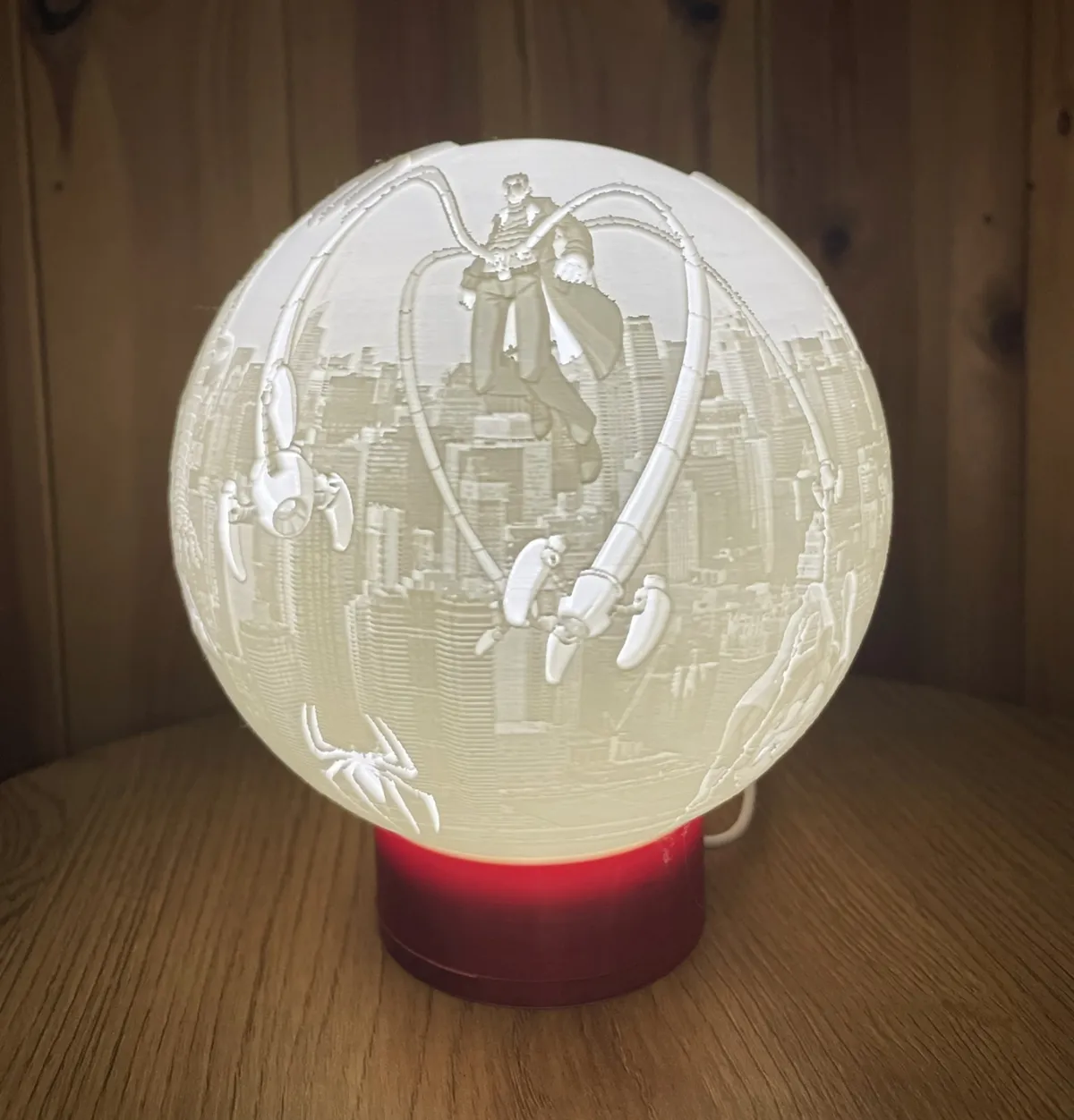 Spiderman Themed Lamp (with MH001 LED Insert), photo 4 of 4 - Spiderman Themed Lamp (with MH001 LED Insert) Lamps & Lighting