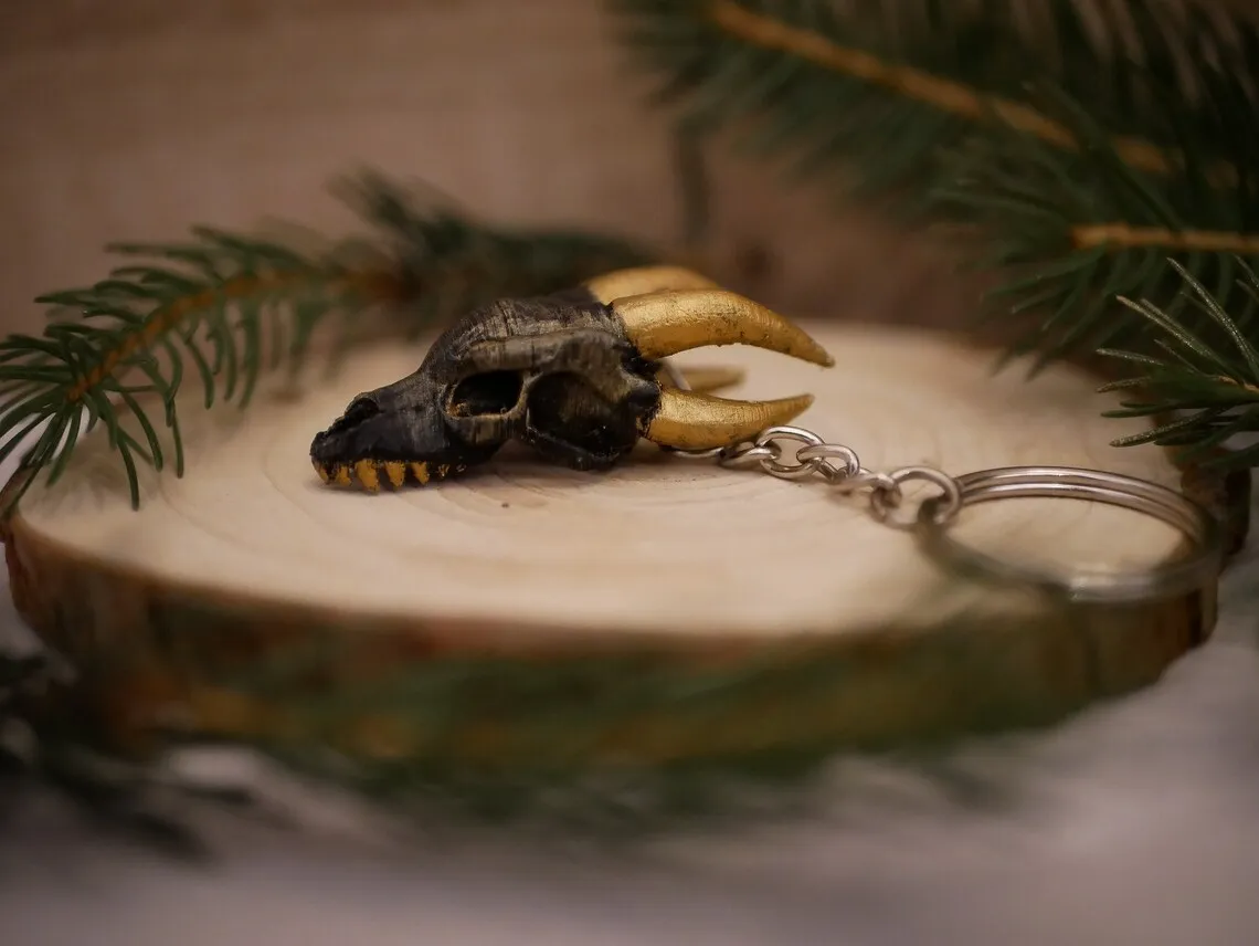 Dragon skull necklace keychain earring