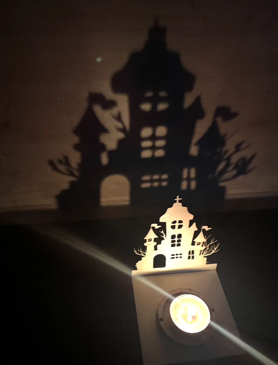 Halloween Wooden Candle - Haunted Castle Shadow, photo 3 of 3 - Halloween Wooden Candle - Haunted Castle Shadow Gifts & Occasions