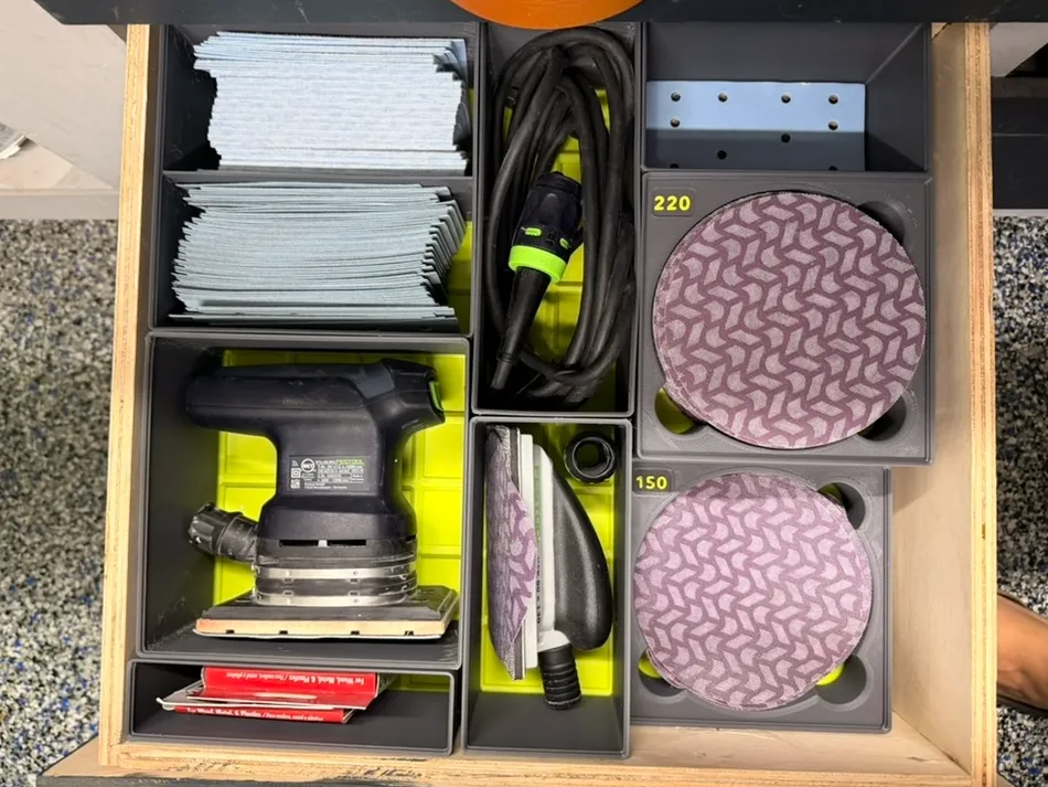 Sandpaper gridfinity stackable 5 inch 120 / 125 mm