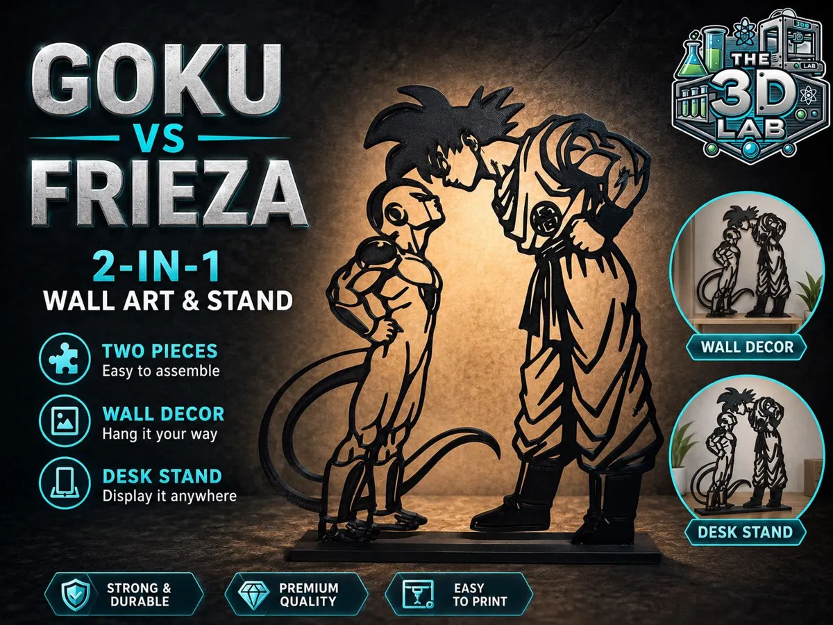 Goku vs Frieza - 2-in-1 Wall Art & Display Stand - Decor, in stock in India