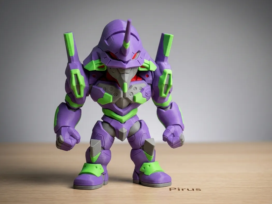 EVA Unit-01 Chibi Figure, Cute Mecha Display Model