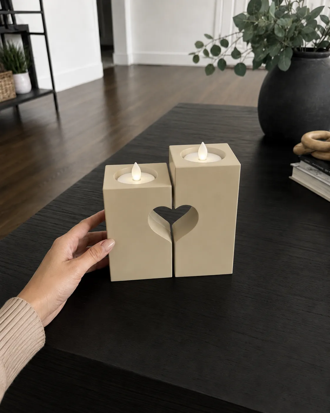 Separate Hearts LED Tealight Holders Modern Decor, photo 2 of 4 - Separate Hearts LED Tealight Holders Modern Decor Household