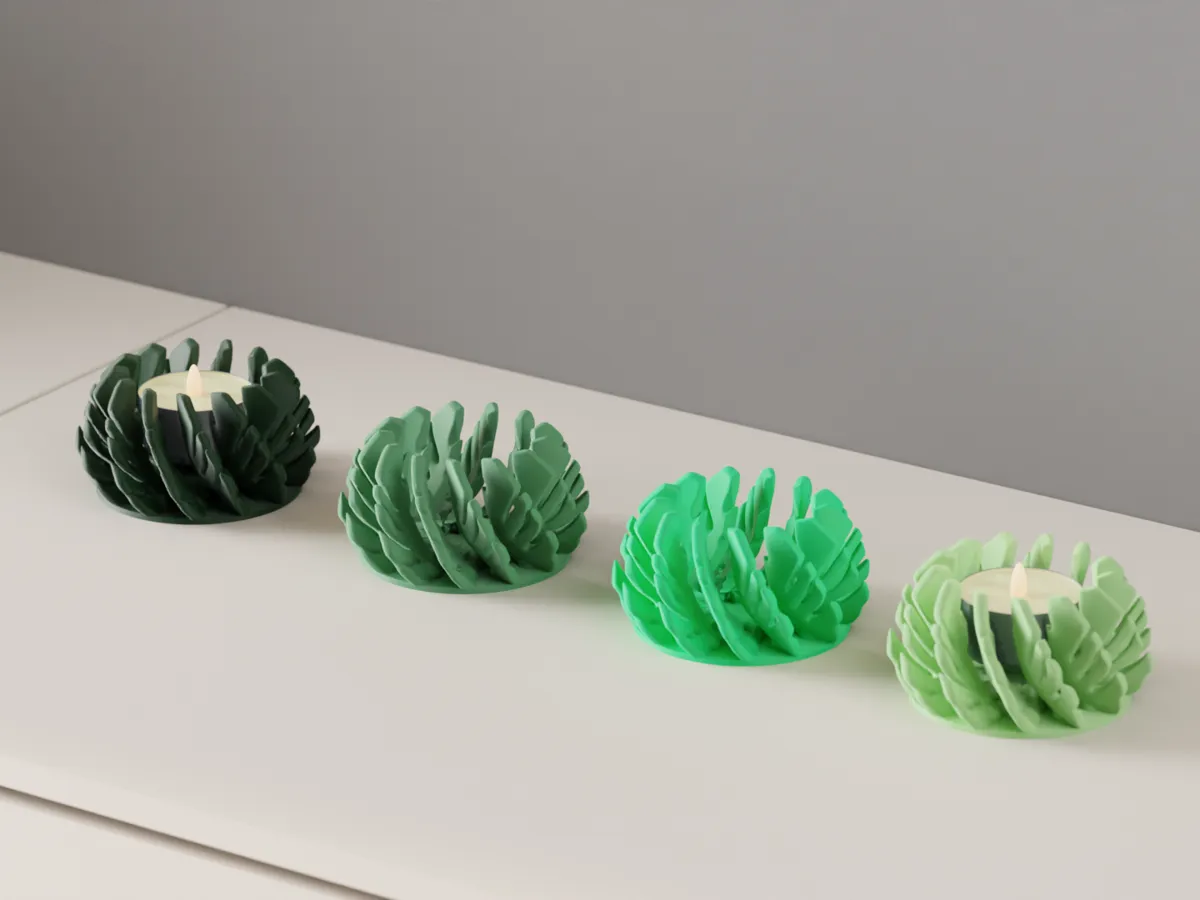 LED Candle Holder. Cute Monstera Tealight stand - Tealight Holders, in stock