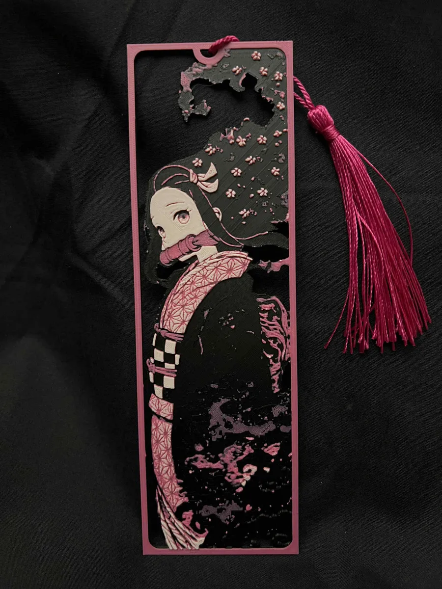 Nezuko Framed Cutout, Demon Slayer Bookmark, photo 3 of 4 - Nezuko Framed Cutout, Demon Slayer Bookmark Desk & Office