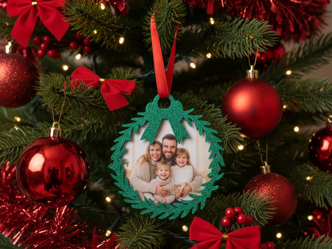 Wreath-Shaped Photo Frame Ornament Snap-Fit
