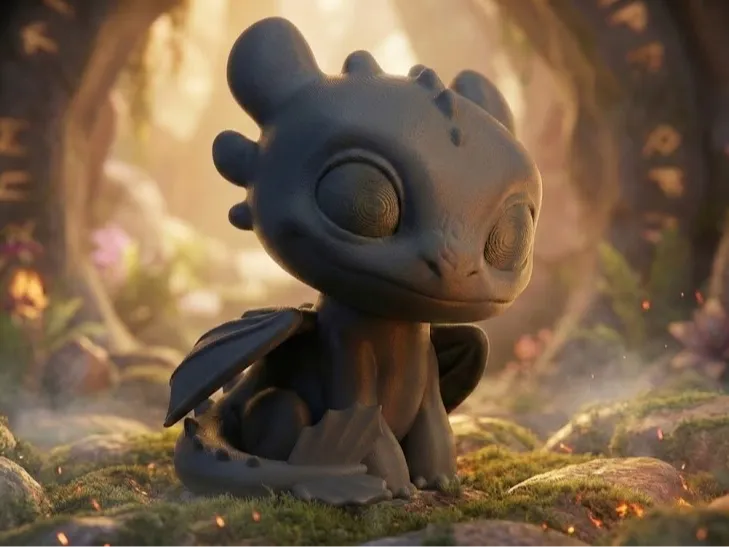 Baby Toothless, Cute Dragon Figure