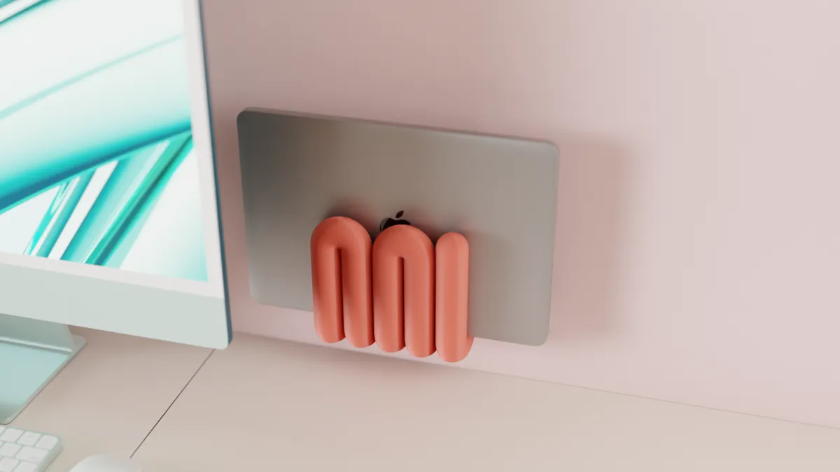 Wall Mounted Wibble Aesthhetic Laptop Holder, photo 4 of 4 - Wall Mounted Wibble Aesthhetic Laptop Holder Mobile & Device Accessories