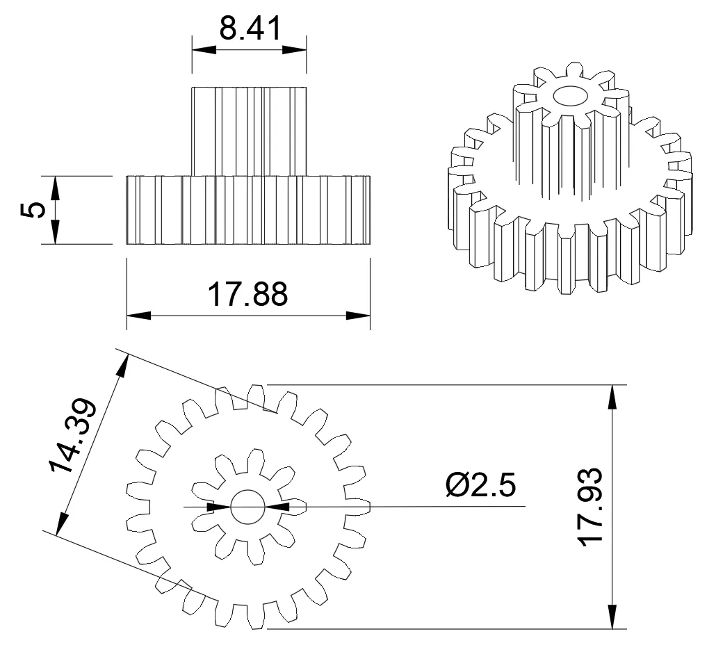 RC toy car double gear, 21x9 teeth, 18x8.5x2.5mm - RC Cars, Crawlers & Trucks, in stock
