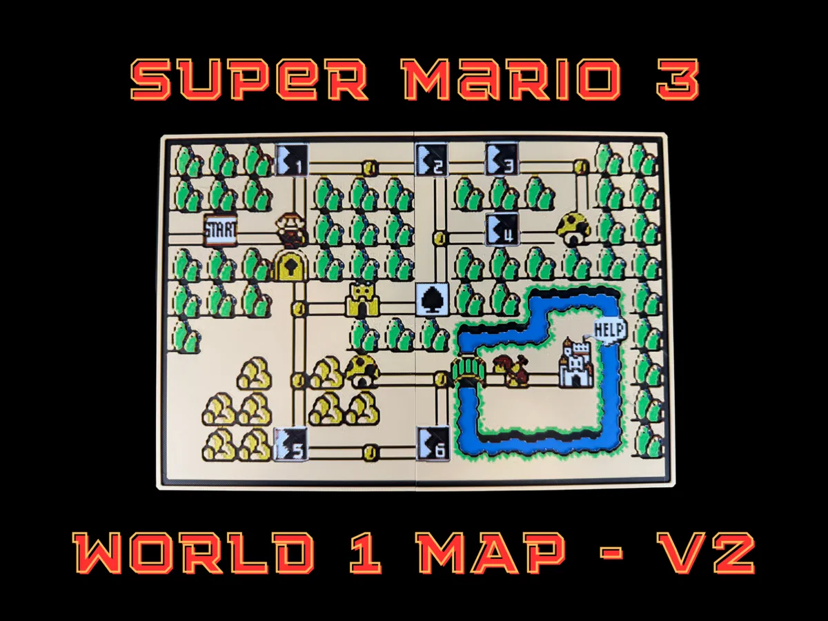 Super Mario 3 - World 1 Map - Multipanel 288x200mm - Photo Art & Lithophanes, in stock in India