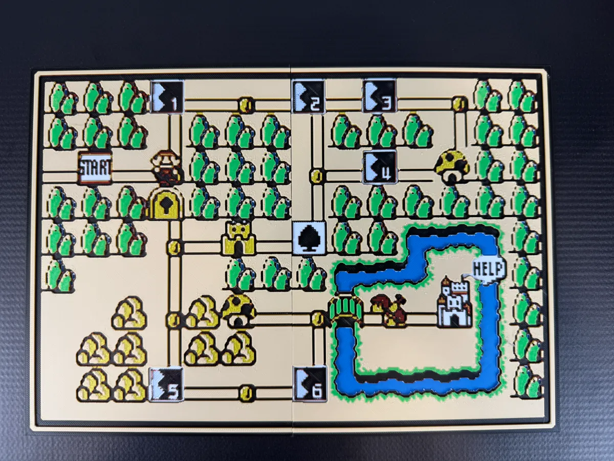 Super Mario 3 - World 1 Map - Multipanel 288x200mm, photo 2 of 4 - Super Mario 3 - World 1 Map - Multipanel 288x200mm Generative Art