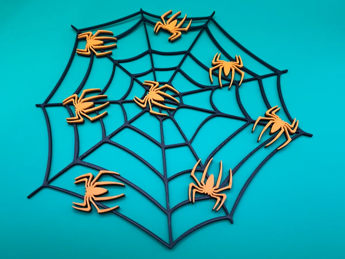 Spider web with mini spiders - Halloween