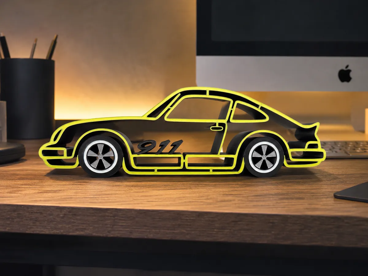 911 Porsche Inspired Silhouette Desk Decor
