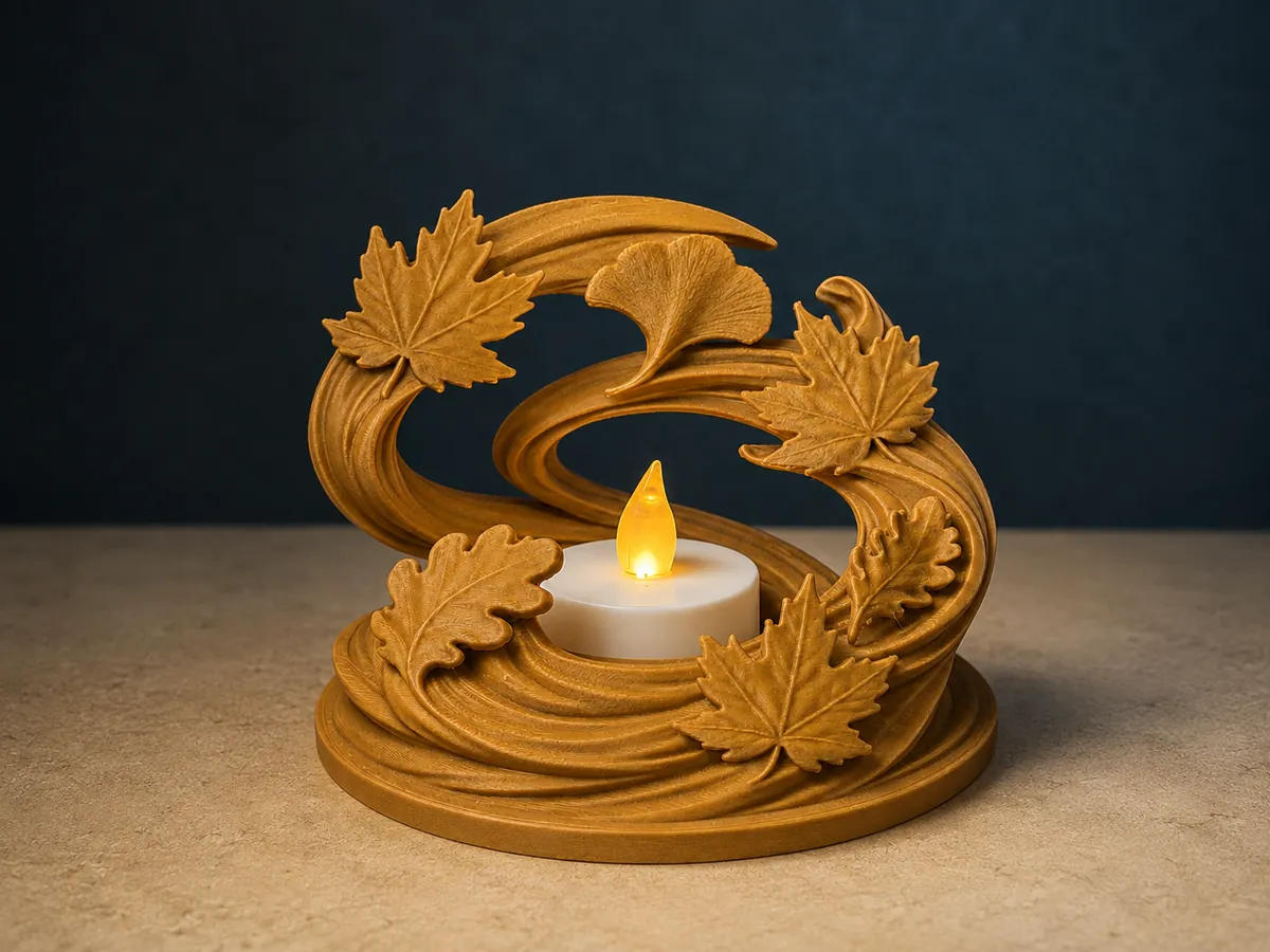 Autumn Wind, Swirling Leaf Tealight Holder - Decor, in stock in India